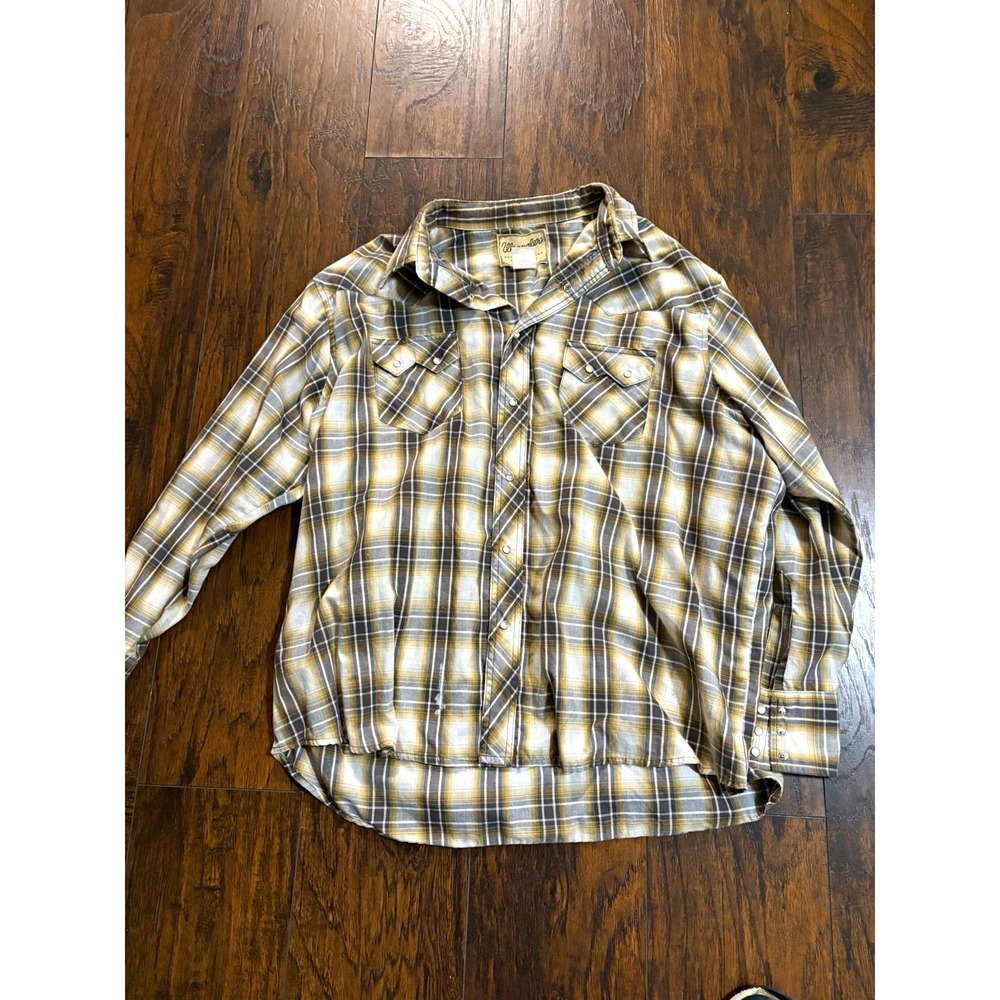 Wrangler Western Plaid Long Sleeve Pearl Snap Button Down Shirt WM86130N XXL